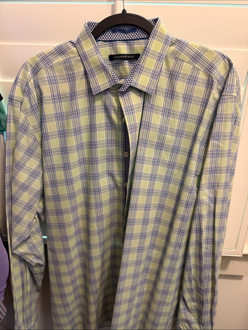 Men's Hammer Made Green & Blue Plaid Button-Up Shirt